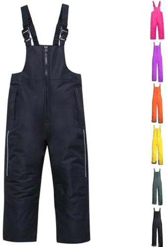 Pantaloni da sci per bambini, ragazzi, ragazze, impermeabili, con elementi riflettenti, con cerniera, con tasche, traspiranti, da trekking, caldi, invernali, per attività all'aria aperta, #A01 nero, 5