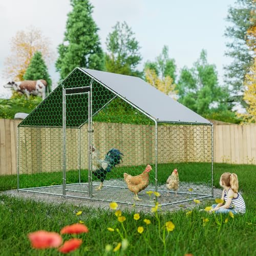 Hühnerstall Freilaufgehege 3x1,5x2m | Wasserdichtes & Winterfestes Kleintiergehege aus Metall mit Überdachung & Sicherheitsschloss für Hühner, Kaninchen, Enten