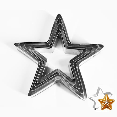 5 Pcs Mini Star Cutter Set, Stainless Steel Star Pastry Cutters for Baking, Five-Pointed Cookie Cutter Christmas Star, Small Fondant Cake Molds for Xmas Mince Pies, Party Dessert Decorations & DIY Ba