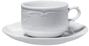 Generico Tazza Colazione Flora Bianco con piattino porecellana alta qualità 250cc 6pz