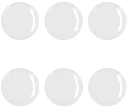 Bidasoa Set de 6 platos llanos Glacial Coupe de porcelana 27 cm | Blanco, Porcelana, formato redondo, acabado brillo, 27 cm, 6 piezas, apilable, apto para microondas, apto para frigorífico