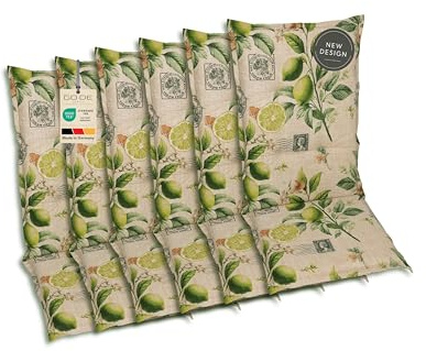 GO-DE Textil Bequeme und attraktive Polsterauflagen für Hochlehner-Gartenstühle (6er-Set, Lemon Sand, Hochlehner)