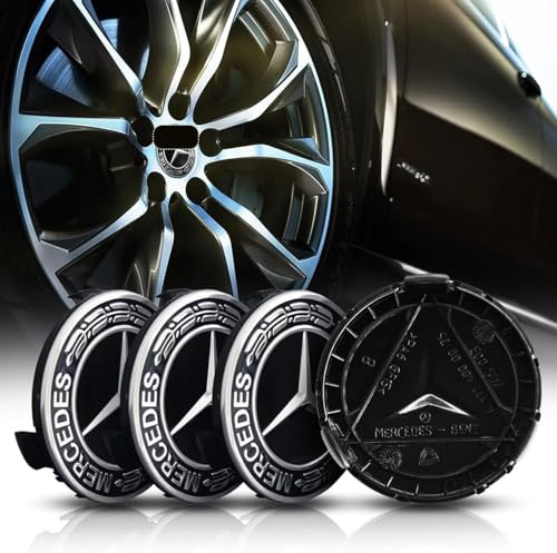 4 Stück Nabendeckel für Mercedes 75MM Radnabenkappen Felgendeckel Felgenkappen Nabenkappen Wheel Caps Radnabenabdeckun