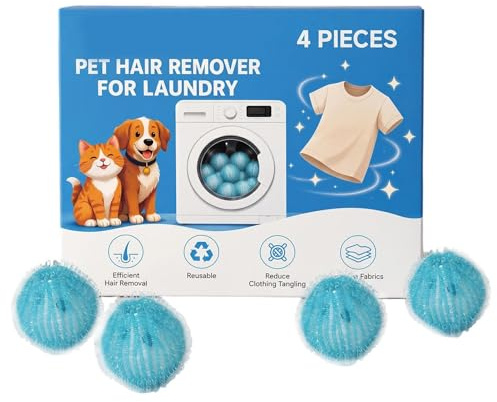 Laundry Hair Catcher 4 Pieces Cat Lint Cleaning Removal | Pet Hair Catcher for Washing Machine for Washing Machine Washer Clothes Fabric Bedding Blanket Home Apartment