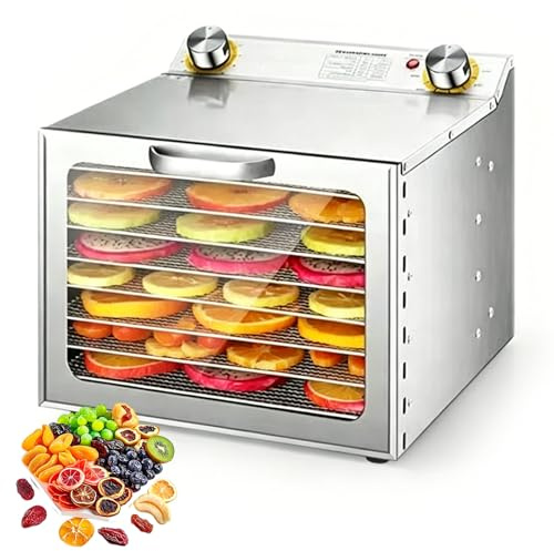 Commercial Food Dehydrator, 1000W Electric Jerky Dehydrators, Adjustable Temperature 35-90℃, 24H Timer, for Jerky, Meat, Fruit, Herbs, Mushrooms 8-layer