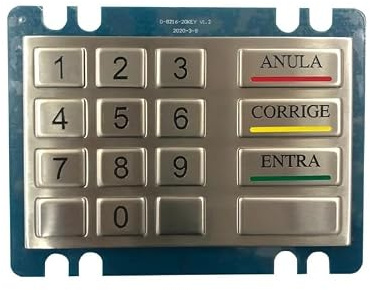 Tipo di BANCOMAT a 16 tasti Tastierino numerico in metallo robusto IK07 resistente agli atti vandalici e impermeabile IP65(PS2,Layout 2)