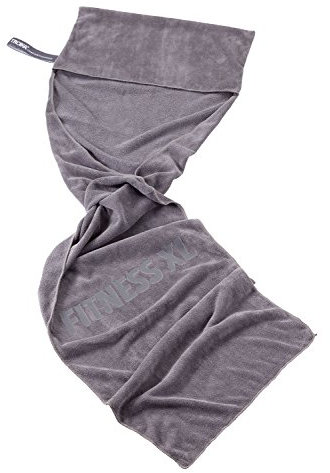 TROIKA SCHWITZABLEITER FITNESS XL – TWL04/GY – Fitness-Handtuch mit abgenähtem Umschlag – Sporthandtuch– zur Befestigung an der Rückenlehne des Fitnessgeräts – extra lang (1,40 m) – TROIKA-Original
