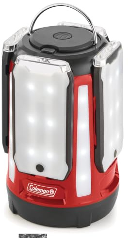 Coleman Quad Panel 800L LED Lantern, Water-Resistant Lantern with 4 Removable Magnetic Light Panels & USB Charging Port, Great for Camping, Hunting, Emergencies, & More