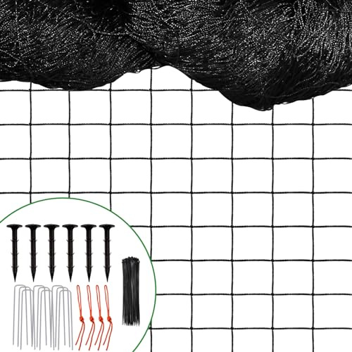 DQS Bird Net - 25' x 50' Garden Netting with 2.4 Square Mesh Protect Fruit Tree, Plant and Vegetables from Poultry, Deer and Pests, Heavy Duty Bird Netting for Garden, Farm, Orchard