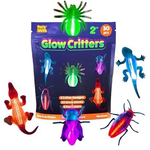 Glow Critters Easter Egg FIller & Basket Stuffer - Glow Sticks Party Favors - Glow in The Dark Party Supplies - 30 Count