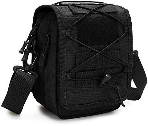HUNTVP Taktische Umhängetasche Molle Schultertasche Militär Crossbody Bag Wasserdicht Sling Rucksack Multifunktional Messengerbag Crossbag Gürteltasche Bauchtasche für Sport Outdoor - Schwarz