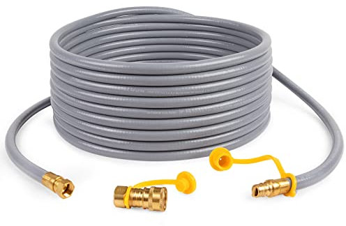 Extensión de manguera de gas natural GASPRO de 36 pies con conector y desconexión rápida macho de 38 pulgadas para parrilla de gas de barbacoa 50.000 BTU se adapta a aparatos de baja presión con