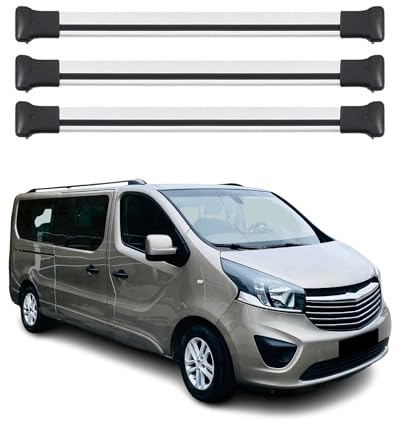 OMAC Dachträger für Opel Vivaro A B 2001-2019 Aluminium 3 Stangen Silber | bis 75 kg Traglast, Querträger, Grundträger