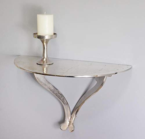 MichaelNoll Wandkonsole Aluminium Silber Ablage Wandregal, Deko Modern aus Metall, Wohnzimmer und Flur, 40 cm
