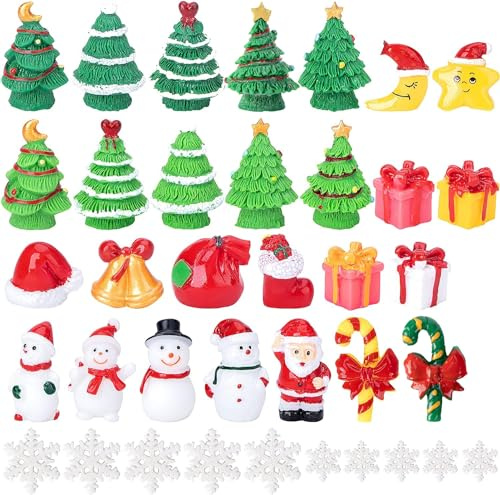 37 Pcs Miniature Resin Christmas Figurines, Mini Xmas Pendant Decoration