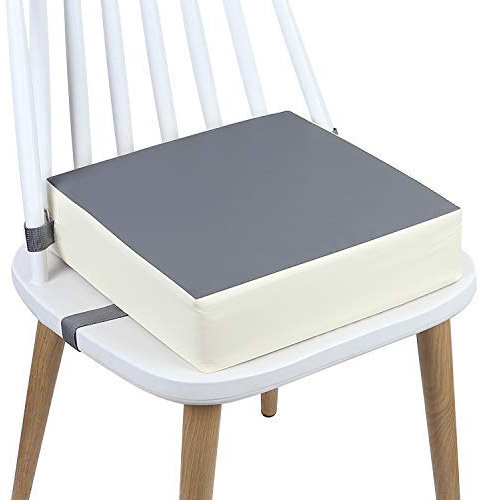 Sitzerhöhung Stuhl, AOIEORD Segeltuch Karikatur Waschbar Gurte Sicherheitsschnalle Sitzerhöhung Kinder für Esstisch, Tragbares Boostersitze (PU-Grau)