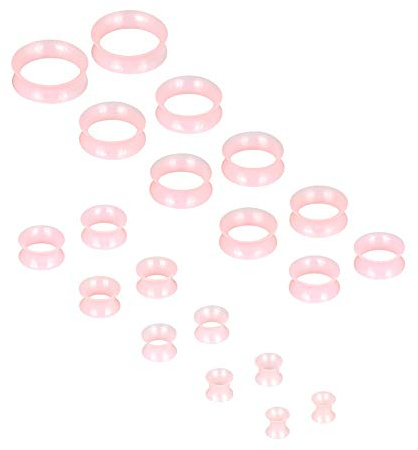 Oyaface 20 PC Tunnel Set Soft Silicone Flesh Tunnel Plug Eyelet 2g-25mm Flexible Ear Stretching Gauge Lightpink