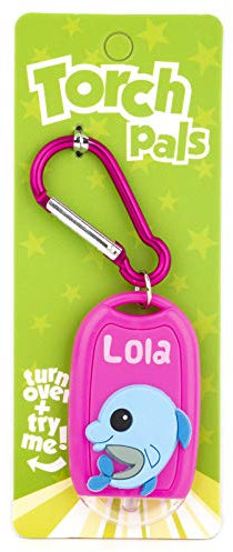Stands Out, Supplying Outstanding Gifts Lola Name Dolphin Girls Pink Novelty Personalised Mini LED Toy Torch Carabiner Clip