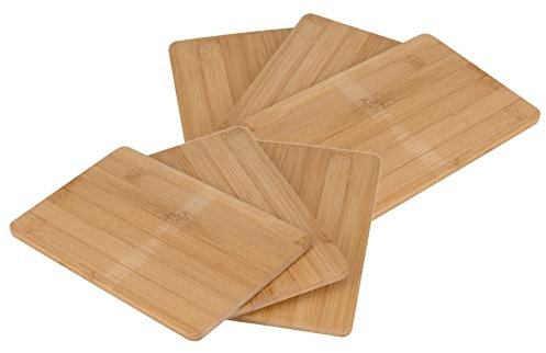 Lot de 6 planches à découper en bambou 22 x 14 cm - Planche de cuisine en bois - Tranche servier de cuisine - Planches naturelles