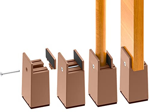 RCHYFEED 10 cm Bed Risers Adjustable Screw Clamp, 4 inch Furniture Risers Heavy Duty 4 Pack Sofa Table Chair Risers Fits 0-1.5 Widths of Furniture Feet, Bed Height Raisers Supports 20,000 lb Brown