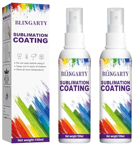 Sublimations-Beschichtungsspray, Sublimationsspray für Baumwollshirts, Polyester, T-Shirts, Karton, schnell trocknend & super haftend, Hochglanz-Sublimationsbeschichtung für alle Stoffe 2x100 ml