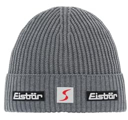 Eisbär Nordic Skipool Umschlagmütze Strickmütze Skimütze Wollmütze Merinomütze Wintermütze Damen/Herren - Made in Austria mit Umschlag, Futter,