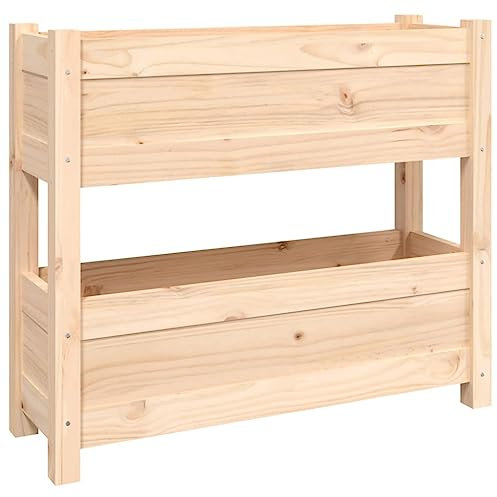 vidaXL Pflanzkübel, Hochbeet mit 2 Etagen, Vertikalbeet für Garten Terrasse Balkon, Blumenkasten Pflanzkasten Kräuterbeet, Massivholz Kiefer