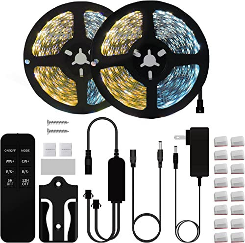 BUNACET Tira LED Regulable 16M 24V, Tira Luz LED Blanca Cálida 3000K-6500K Blanca Frío Superbrillante con Mando Distancia y Fuente Alimentación Luces de Cinta LED Flexible para Cocina, Dormitorio