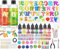 Epoxidharz Set Anfänger, 218 Stk Epoxidharz Set mit Formen Silikon Buchstaben, Glasklar Resin Harz Gießen Set mit Farbe, Glitzer, Blattgold, Messbecher, für DIY Schlüsselbund, Halskette, Ohrringe