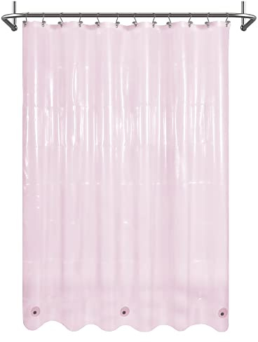 Mrs Awesome Duschvorhangeinlage mit 3 Magneten, 183 x 183 cm, 4G, PEVA, Leichter und wasserdichter Kunststoff-Duschvorhang für Badezimmer, 183 x 183 cm, Transparentes Rosa
