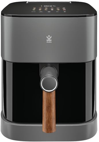 Avalla A-177 Digital 12-in-1 Air Fryer; 5L Non-Stick Drawer, Healthy No Oil Oven Alternative, Cooks 5-7 Portions, 1400W Energy Saving, Crisping Tray, Overheating Protection Automatic Shutdown - Grey | 5L non-stick basket serves 5-7 portions with crisping tray, no oil cooking, energy-saving design and auto shut-off safety.