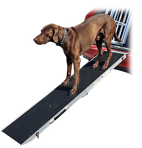 Petigi Hunderampe Hundetreppe Auto Kofferraum Treppen Rampe Einstiegshilfe für Hunde Klappbar Aluminium Auswahl Längen 155 cm