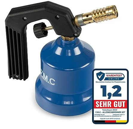 Z.M.C Gasbrenner 2,2 kW, Flambierbrenner, Bunsenbrenner, Küchenbrenner mit einstellbarer Flamme, Brenneraufsatz für Camping, Lötbrenner für Stechkartusche 190g
