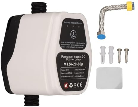 Booster Pump for Shower – Automatic Water Pressure Booster, Wall-Mounted DC Recirculating Pump, 100-240V AC/DC Compatible with US Plug