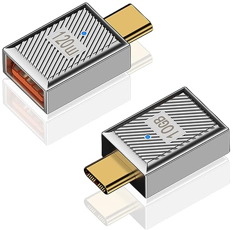 Duttek USB C auf USB A Adapter, 10Gbps USB C Stecker auf USB A Buchse Adapter 120W Zinc Alloy for Laptop, PC, MacBook, iPhone, Charger (2 Pack)