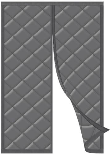 HOWIN Cortina térmica aislante fría y cálida de interior magnética, cortina con aislamiento térmico para puerta, 90 x 210 cm, gris
