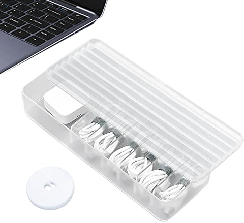 Charger Cord Storage Organizer, 2 Layer Cable Storage Organizer, Transparent Data Cable Storage Box With Cable Management Strip, Cable Management Storage Box