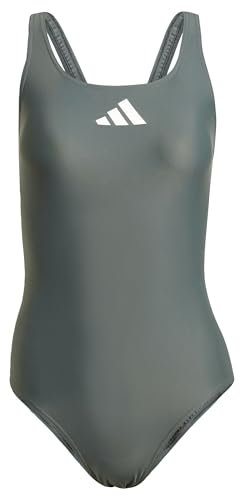 adidas Donna 3 Bar Logo Swimsuit, Legend Ivy/White, 44