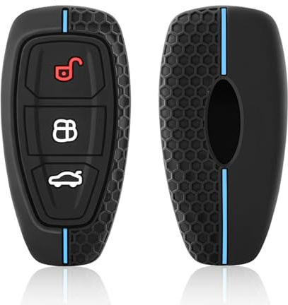 Schlüsselhülle Kompatibel Mit Ford, AutoschlüsselHülle Ford-3 Tasten | Mit Ford Focus Mk2 Mk3 Mk4 Kuga Edge Ranger Mondeo Fiesta SchlüsselCover,Ford Focus Schlüsselhülle-Blau Linie
