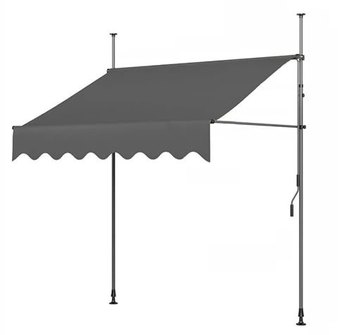 LXRHLIKG Manuell Klemmmarkise, Verstellbare Einziehbare Klemm Markise für den Außenbereich von Terrassentüren mit Kurbel (Color : Gray, Size : 98in/250cm)