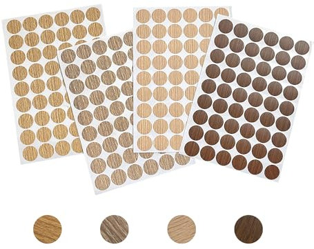 4 fogli (216 fogli) adesivi per venature del legno, adesivi per viti per mobili, adesivi per decorazioni per la casa, adesivi per sigilli in legno e adesivi multiuso