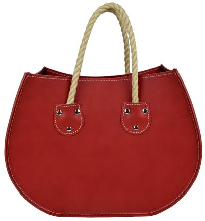 LIMAC Design Lira Zeitungsständer modern aus Leder, Zeitschriftensammler mit Seilgriff, Originaler Zeitungskorb, Bücherkorb, für Zuhause, Büro, Hotel, Hergestellt in Italien. (Rot)