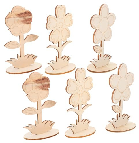 KICHOUSE 6stücke Unbemalte Holzblumen Diy Bastelset Holzblumenform Dekoration Naturholz Blumenornament Für Heimwerker Und Kinderkreativität