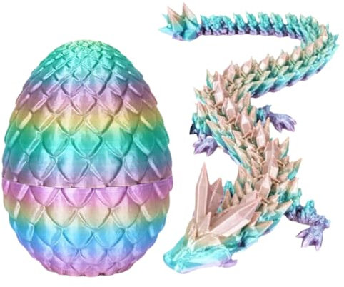 FVGYITG Dragon Eggs with Dragon Inside,Dragon Eggs Toys, Articulated Dragon Crystal Dragon with Egg,Silk Rainbow Colour Fully Articulated Dragon,Home Office Decor Desk Toys