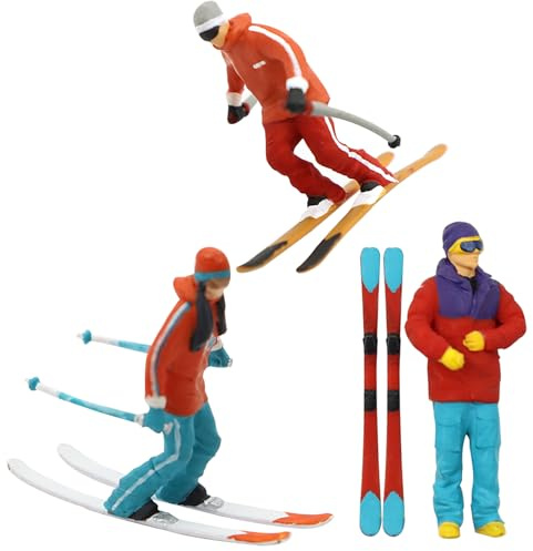 Hsthe Sea 3 pièces modèle Miniature Figurines de Ski scènes de scénario Micro Paysage bâtiment Route Chemin de Fer décor