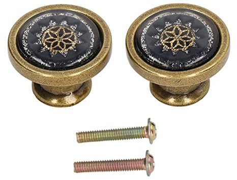 Aladeno 2 Sets antike Möbelbeschläge, Griffknauf, Zinklegierung, rund, Einloch-Schranktürgriff, antikes Messing, Schrankknauf, Schrankgriff-Hardware für Zuhause, Schlafzimmer, (Copper Black)