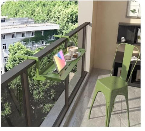 Balkonhängetisch Balkon-Hängetisch, Balkon-Stehtisch For Geländer, Beistelltische For Den Außenbereich, Terrassengeländertisch, Bar-Serviertisch Aus Holz For Die Veranda, Wetterfester, Verstellbarer T