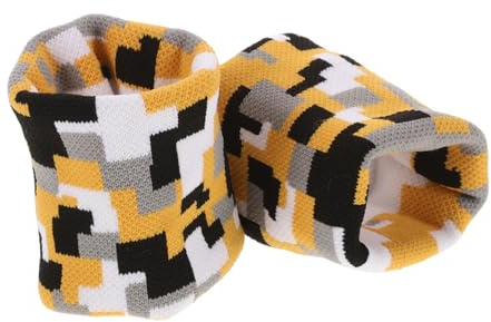 KICHOUSE Wrist Sweat Bands for Men and Women Elastic Sports Wrist Wraps with Camouflage Square Jacquard for Running and Workout