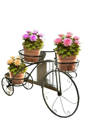 WENYOG portavasi Supporto for Piante da Bicicletta a 3 Livelli Fioriera for Triciclo in Ferro battuto Giardino Domestico Decorazione for Patio Vasi da Fiori Scaffale for Interni ed Esterni