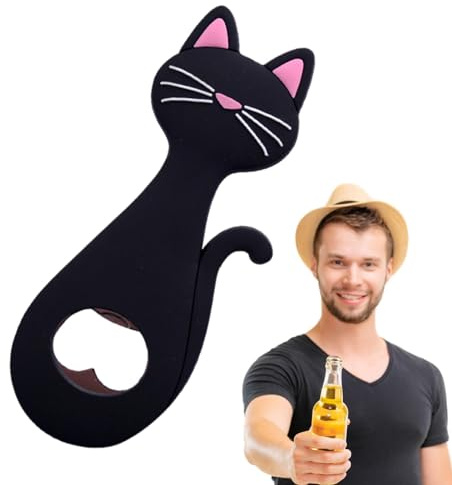 Abrebotellas pequeño - Abrebotellas magnético con de gato lindo | Imán de portátil de acero inoxidable, abridor de botellas de cerveza creativo para bar, cabina, hotel, herramienta